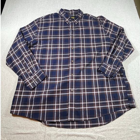Cabela’s Men’s 2XL Brown Blue Plaid Long Sleeve Button Front Flannel Shirt Fall - Picture 1 of 7